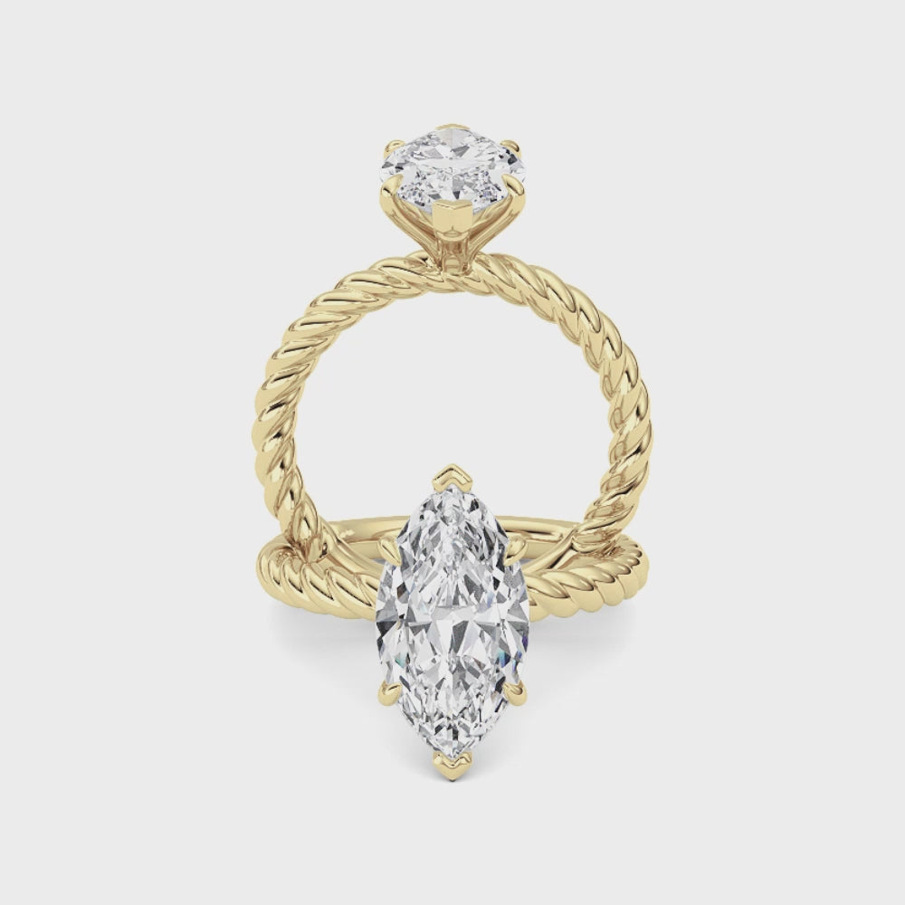 Marquise Diamond Solitaire Engagement Ring | 14K Yellow Gold