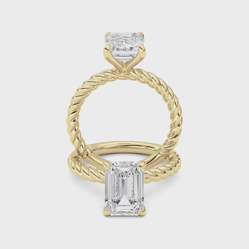 Emerald Diamond Engagement Ring | 14K Yellow Gold