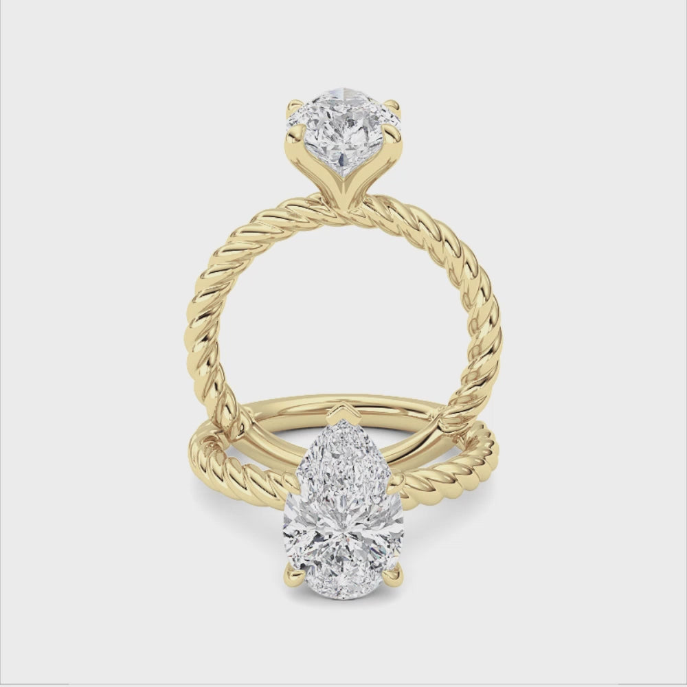 3 CTW Pear Diamond Engagement Ring | 14K White Gold