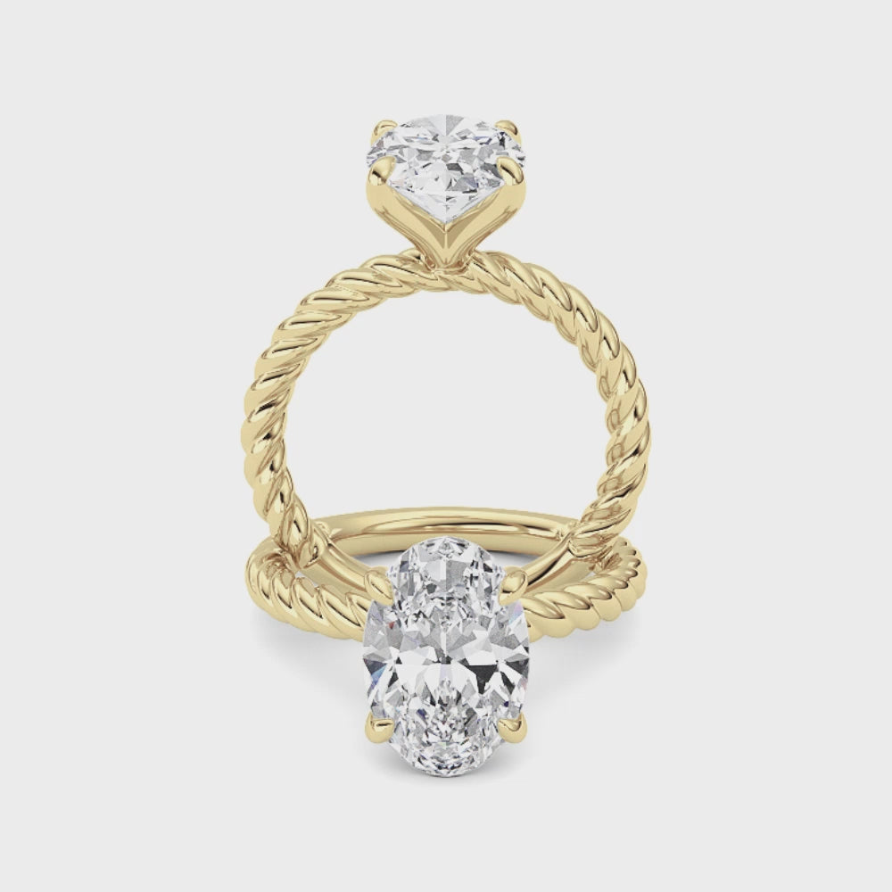 3 Carat Oval Diamond Engagement Ring | 14K Yellow Gold