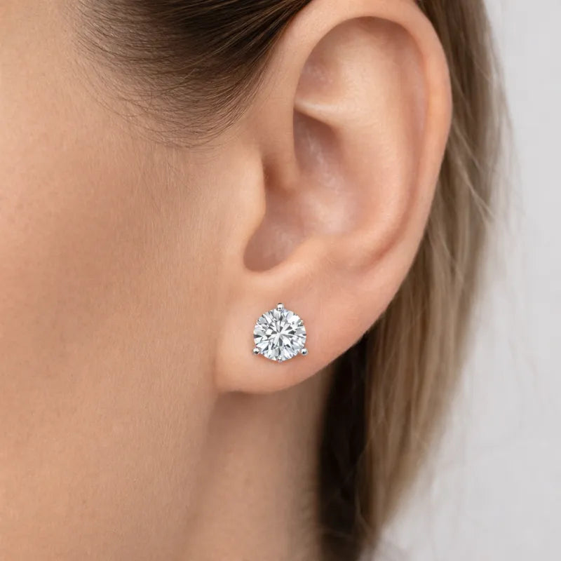 Martini Diamond Stud Earrings in White Gold