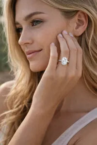 3 Carat Oval Diamond Engagement Ring | 14K White Gold