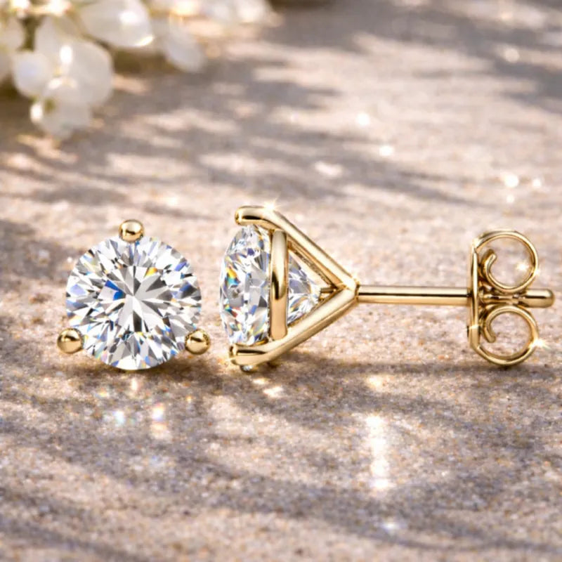 Martini Diamond Stud Earrings in Yellow Gold
