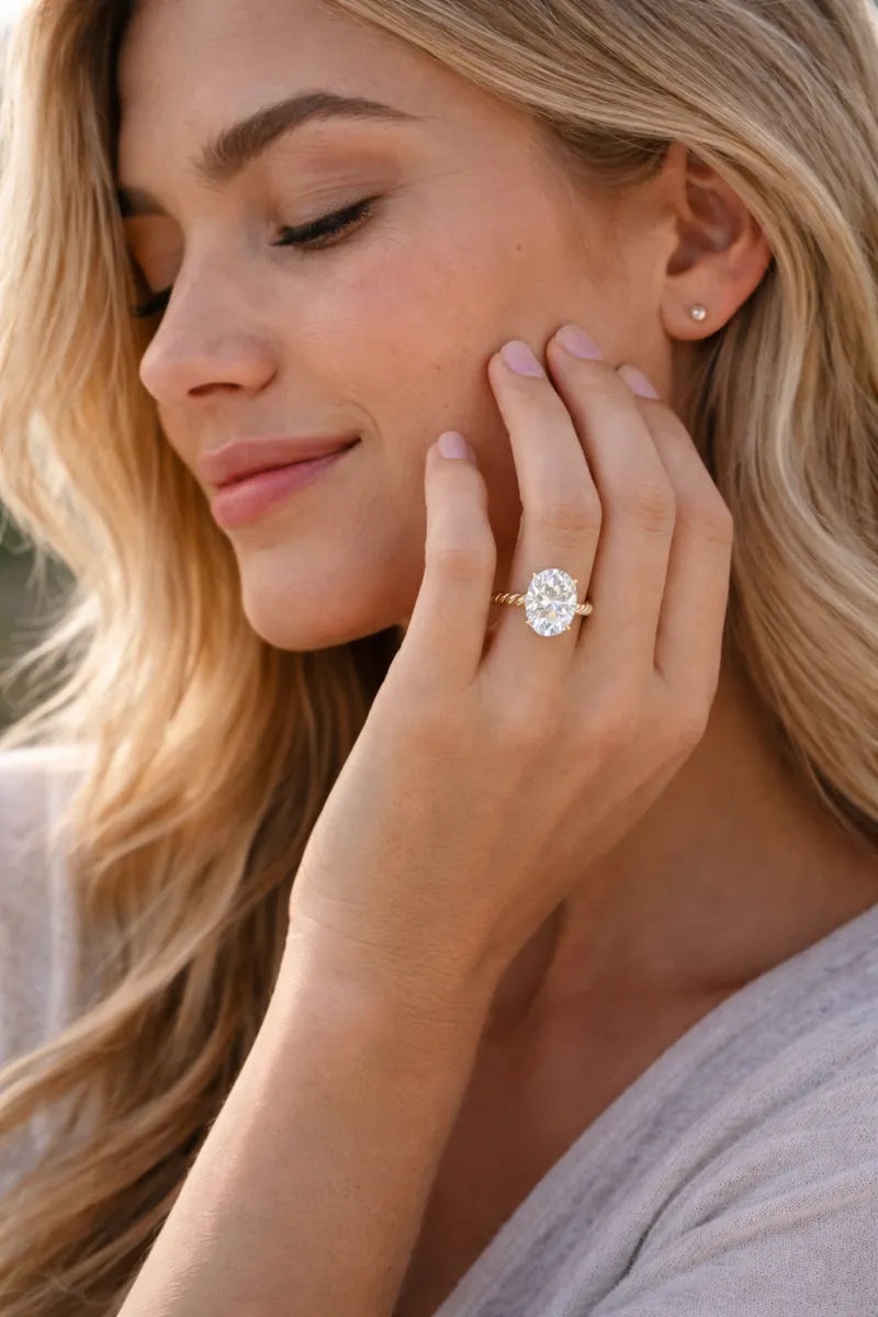 3 Carat Oval Diamond Engagement Ring | 14K Yellow Gold
