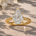 3 CTW Pear Diamond Engagement Ring | 14K Yellow Gold