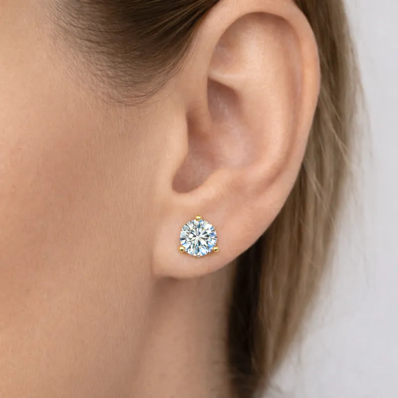 Martini Diamond Stud Earrings in Yellow Gold