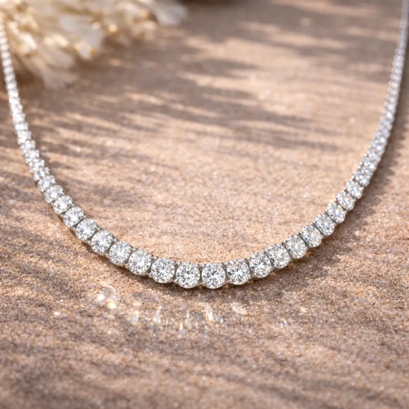 20 CTW Riviera Diamond Necklace in White Gold
