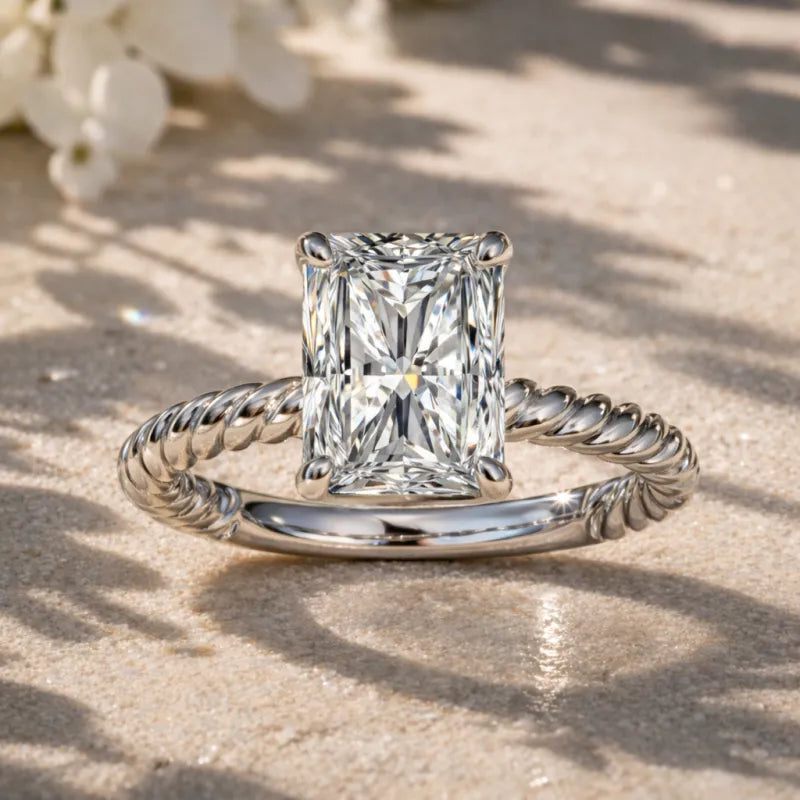 Radiant Diamond Solitaire Engagement Ring | 14K White Gold