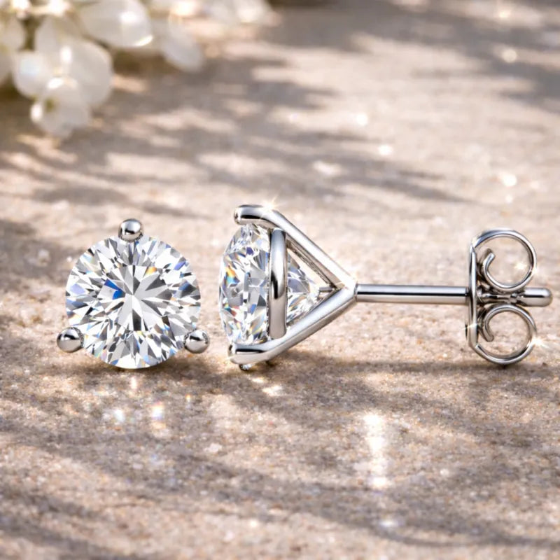 Martini Diamond Stud Earrings in White Gold